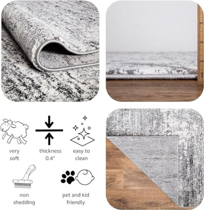Keen Home Design Runner Rugs - 32"x119" Non-Shedding, Thick Pile Abstract Rugs for Kitchen, Living Room, Bedroom, Dining Room, Entryway - Size: 2'8" x 9'11", Abstract Cream/Grey - color: Abstract Cream/Grey, size: 2'8" x 9'11" (Runner)