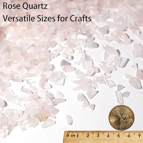 Rose Quartz & Clear Quartz Chips Bulk 1lb, 1200+ Pieces, 5-8mm Natural Gemstones - color: Rose Quartz, size: 1LB