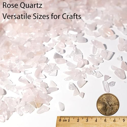 Rose Quartz & Clear Quartz Chips Bulk 1lb, 1200+ Pieces, 5-8mm Natural Gemstones - color: Rose Quartz, size: 1LB