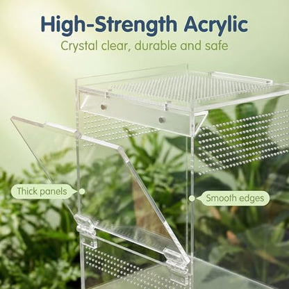 Jumping Spider Enclosure, Acrylic Tarantula Enclosure, 6x6x9 Inch Insect Terrarium with 2 Magnetic Doors, Pre-Assembled Reptile Habitat for Gecko, Mantis, Snail, Lizard, Frog, Hermit Crab, Hatchlings - size: 6x6x9inch