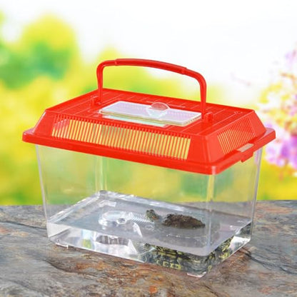 Portable Reptiles Tanks Box Including Feeding Port Observation Window for Lizards Breeding Case Large Lizards Habitat Box Featuring Ventilated Cover - size: 13x9x9cm