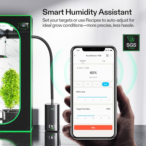 VIVOSUN AeroStream H05 Intelligent Wi-Fi Humidifier, 1.32 Gal / 5 L Humidifier with Temp & Humidity Probe, Smart Remote Control, Designed for Growers (Pack of 2) - size: 5 L (Pack of 2)