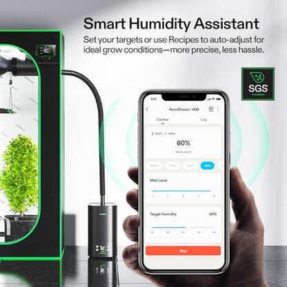 VIVOSUN AeroStream H05 Intelligent Wi-Fi Humidifier, 1.32 Gal / 5 L Humidifier with Temp & Humidity Probe, Smart Remote Control, Designed for Growers (Pack of 2) - size: 5 L (Pack of 2)