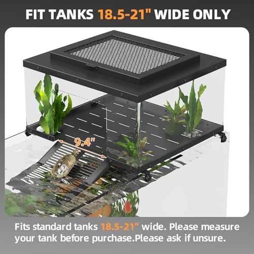 Erinnyees Turtle Basking Platform for Aquatic Turtles, Stainless Steel Large Turtle Dock with Extended Ramp & Flip-Open Mesh Door,Fits 18.5-21'' Wide Aquariums, Extra Large - size: EXTRA LARGE(Fits Tank Width 18.5"-21")