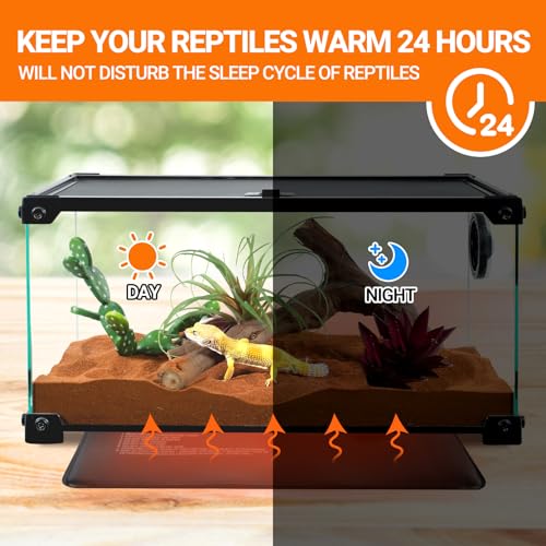 REPTI ZOO 8" X 12" Reptile Heat Pad 24W Fast Heating Pad with Adjustable Thermostat Reptile Heat Mat for Turtles/Hermit Crabs/Bearded Dragons/Leopard Geckos/Snakes/Lizards, and Seed Germination - size: 8" X 12" with Thermostat