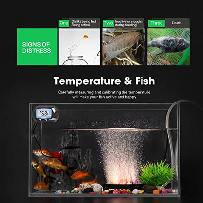 VIVOSUN 1-Pack LCD Digital Aquarium Thermometer | Fish Tank Water Terrarium Temperature with Suction Cup for Turtle - size: 1 pack