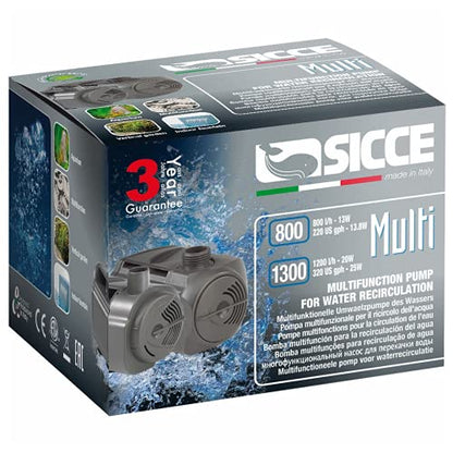 Sicce Multi Quiet 1300 Submersible Water Pump 320 GPH Adjustable Flow for Aquariums, Pond, Water Garden & Hydroponics - size: 320 GPH