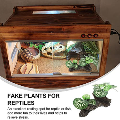 Ipetboom Fish Tank Plant Reptile Corner Branch Resin Climbing Tree Branch with Leaves Terrarium Plant Branches Fish Turtle Tank Decor for Snake Bearded Dragon Lizard Frog - size: Medium