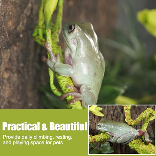 MiOYOOW Reptile Climbing Branch, Bendable Bearded Dragon Jungle Vines Flexible Terrarium Plants Decor for Lizards Tortoises Snakes Frog Geckos