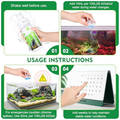 hygger Aquarium Water Conditioner for Freshwater, Neutralizes Chlorine, Chloramines, Heavy Metals, Ammonia & Nitrite, Safe for Fishes and Plants, 300 ML - size: 300ML