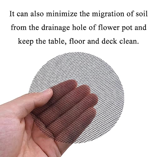 HAHIYO 50PCs 4Inch/10Cm Black Round Glassfibre Flower Pot Hole Mesh Pad Bottom Grid Mat Bonsai Drainage mesh Hole Screens Gasket Prevent Soil Loss Breathable Gasket Drainage Netting for Bonsai - size: Round-4In-50P