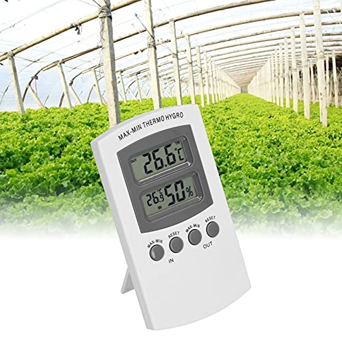 LCD Temperature Humidity Monitor Dual Screen Display, High Accuracy ±1% RH ±0.5°C with Memory Function, for Greenhouse Garden Wine Cellar Refrigerator Camping (182 Characters)