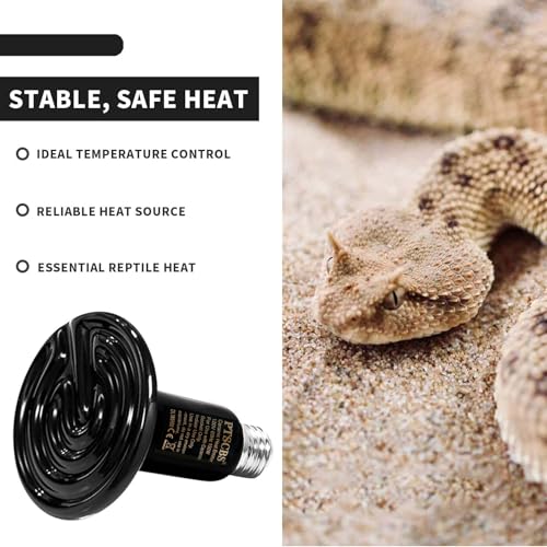 75W Reptile Heat Lamp(2 Packs)-Ceramic Heat Emitter for Reptiles Amphibian Pet Brooders Chicken Incubation, and Terrariums Turtle Lizard Bearded Dragon Snake E26 - size: 75W