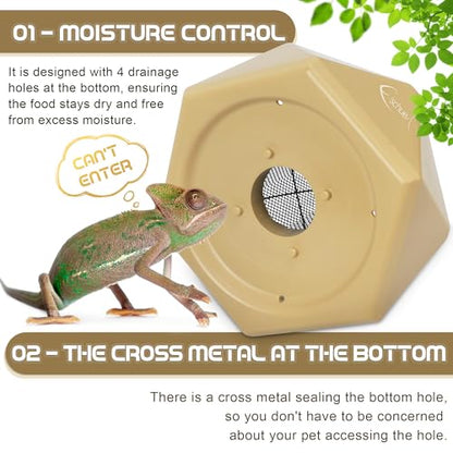 Chameleon Feeding Bowl, Hanging Insect Feeder with a Pillar for Prey to Climb Up, Suitable for Chameleon, Bearded Dragon, Lizard, Iguana, Gecko(Khaki) - color: Khaki