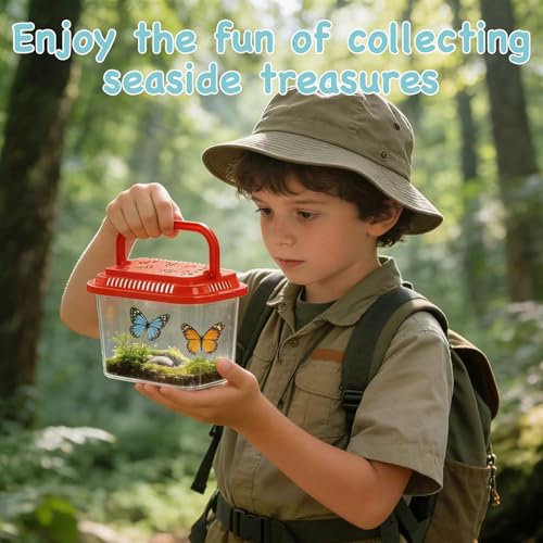 10 Pcs Plastic Terrarium Reptile Carrier Cage, Small Fish Tank | Tarantula Enclosure Snake Breeding Box, Portable Mini Aquarium for Crab Beach Turtle Pets