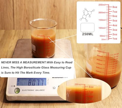 High Borosilicate Glass Measuring Cup Set-V-Shaped Spout，Includes 250ml(8OZ), 500ml(16OZ), and 1000ml(32OZ) Glass Measuring Beaker, Easy to Read - size: 250ml/500ml/1000ml (8oz/16oz/32oz)