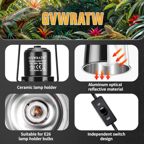 Happy Herps 5.5" Deep Dome for Reptile Light/Heat Lamp/UVB Light,1-Pack | Independent switch, E26 ceramic socket, aluminum reflector, fully assembled, fits glass terrariums, 160W max - size: 5.5IN