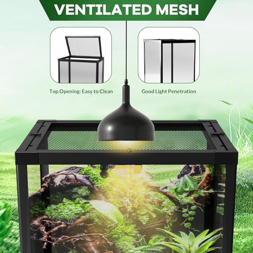 67 Gallon Glass Reptile Tank 24"x18"x36", Tall Reptile Terrarium with Top Screen Ventilation & Double Hinge Door & Water-Tight Base for Bearded Dragon, Chameleon, Tree Frogs - size: 67 Gallon-T