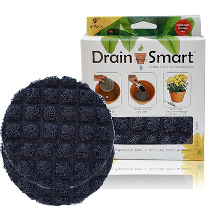 3D Mesh Planter Pot Drainage Insert Disc – Made in USA – Keeps Soil in, Lets Water Drain Out – Cleaner, Lighter Alternative to Gravel for Indoor & Outdoor Planters (9" – 2 Pack) - size: 9" – 2 Pack