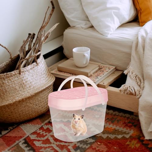 HEMOTON 2pcs Plastic Turtle Containers and Outdoor Hamster Carriers Medium Size Pink Portable Reptile Boxes Travel Cages for Small Pets