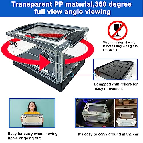 Hamster breeding House Reptile breeding Cages with Wheels (Small Size) - size: 15.6"L x 11.6"W x 9.5"H