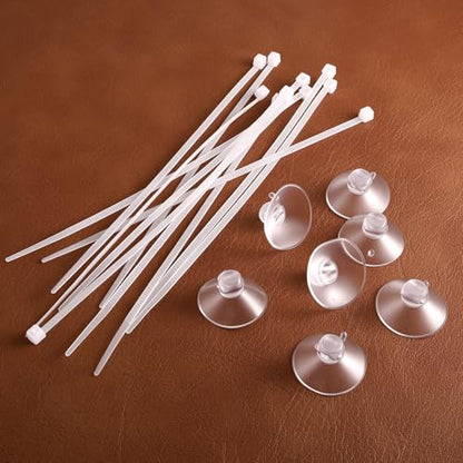 JJUNW 30Pcs Aquarium Suction Cups, Mini Suction Cups with 40 Pcs Zip Ties Clear Fish Tank Suction-Cups- Without Hooks for Aquarium Fish Tank Decoration Moss Shrimp Nest Reptile Hammocks