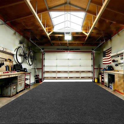 Garage Mats for Floor 7'5" x 17' - Premium Felt + Rubber Backing Thickened Oil Spill Resistant Garage Pad Non-Slip Waterproof Durable Cut to Fit Pad Garage Parking Mats for Compact SUVS Sports Car - size: 7'5" x 17'