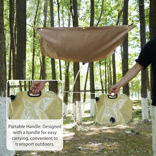 Tredre Hanging Rainwater Collection Kit: 5x5FT Waterproof Tarp & 2.2 Gal Foldable Water Tank | Portable Water Storage for Camping, Hiking, Emergency Survival | Garden, Off-Grid Use
