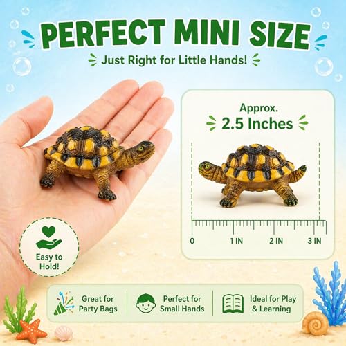 Liberty Imports 12 Piece Sea Turtle Animal Toys - Miniature Figurines - Unique Tortoise Toys Detailed and Hand Painted Reptiles Party Favor Decorations and Kids