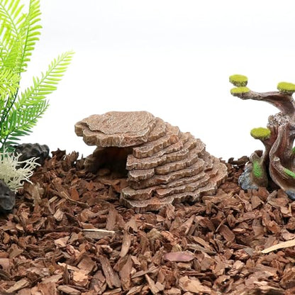 Gecko Hide Shale Scape Step Ledge, Reptile Cave Hideout Tank Accessories Decorations, Great for Reptiles, Amphibians, Leopard Gecko, Lizard, Frogs, Turtle (Small-7.3 * 4.4 * 3) - style: Small-7.3 * 4.4 * 3