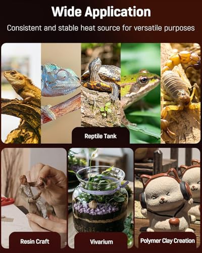Pawfly 5 W Reptile Heat Pad with Thermostat 5.9 x 5.5 Inch Reptile Heating Pad Under Tank Terrarium Reptile Heat Mat for Turtles Frogs Snakes Lizards Geckos Hermit Crabs & Spiders - size: 5 W (5.9 x 5.5 Inch) with Controller