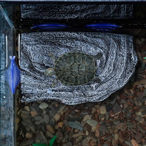 Turtle Basking Platform with 3pcs Suction Cups Resin Floating Climbing Terrace Simulated Rock Resting Dock for Semiaquatic Tortoise Frogs Lizards - style: Style B