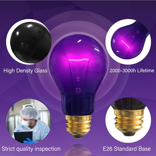Reptile Heat Lamp Bulbs-100W Reptile Night Heat Bulb E26 Terrarium Heat Lamp Simulate Natural Moon Purple Light for Snake Bearded Dragon Leopard Gecko Lizard Chameleon Tortoise -2Pack
