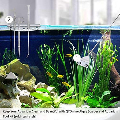 HOTOOLME Aquarium Scraper, 25.6" Stainless Steel Scraper Cleaning Razor with 10 Blades for Glass Aquarium Fish Tank | Long Handle, Aquarium Razor Blade Scraper, Fish Tank Cleaner, Aquarium Glass Cleaning Tools for Glass Aquariums