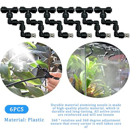 Mister for Reptile Tank, 6PCS Adjustable Misting Nozzles, 360° Reptile Mister Spray Nozzle, Quick Connect Plastic Terrarium Mister Nozzle for Greenhouse