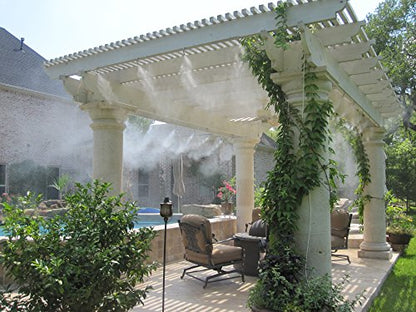 System - Stainless Steel Tubing - 1500 PSI Misting Pump - Do It Yourself Misting System - For Residential, Commercial and Industrial - Up to 120 Nozzles (58 Ft Mist Line - 30 Nozzles) - size: 58 Ft Mist Line - 30 Nozzles