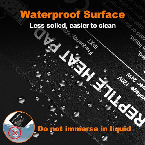 LUCKY HERP Reptile Heat Pad 8x18 Inch 24W Under Tank Terrarium Heating Mat, Reptile Heat Mat, Reptile Heating Pad for Turtle, Lizard, Hermit Crab, Frog, Snake - size: 8" X 18"