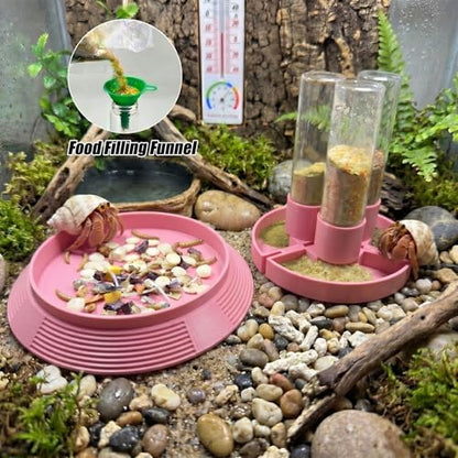 4-in-1 Hermit Crab Feeding Station - Integrated Nutrition and Hydration Center，3D-Printed Tank Accessories Made from Safe Materials, Suitable for Hermit Crabs and Small Reptiles. - color: Pink