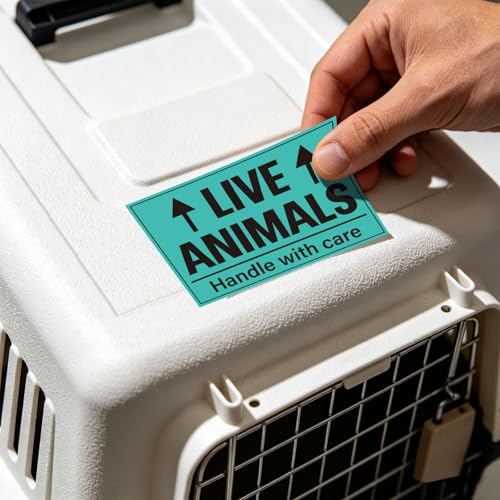 400pcs Live Animal Stickers for Airline Cargo Crate 2 x 3 Inch | LIVE ANIMALS Handle with Care Shipping Label Fluorescent Fragile Arrow Marking for Pet Crate Transport Dog Kennel Reptile Box