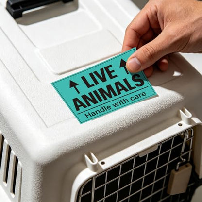 400pcs Live Animal Stickers for Airline Cargo Crate 2 x 3 Inch | LIVE ANIMALS Handle with Care Shipping Label Fluorescent Fragile Arrow Marking for Pet Crate Transport Dog Kennel Reptile Box
