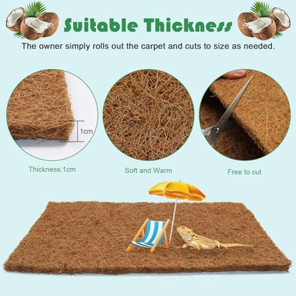 of 4 Natural Coconuts Fiber Reptiles Carpet for Tortoises and Lizards Terrariums Bedding Mat Substrate Liner Tortoises Bedding - size: L