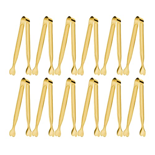 Serving Tongs, Anytrp 12-Packs Stainless Steel Sugar Tongs, 5.3inch Small Tong Kitchen Appetizers Tong for Serving Food, Buffets, Coffee Bar, Tea Party, Desserts Party and Ice Bucket - color: Gold, size: 5.3inch
