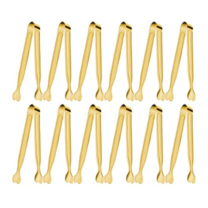 Serving Tongs, Anytrp 12-Packs Stainless Steel Sugar Tongs, 5.3inch Small Tong Kitchen Appetizers Tong for Serving Food, Buffets, Coffee Bar, Tea Party, Desserts Party and Ice Bucket - color: Gold, size: 5.3inch