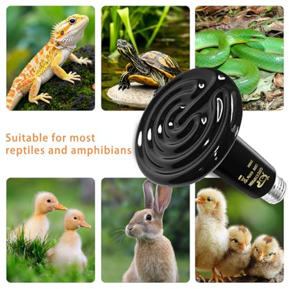 Reptile Heat Lamp, 250W Ceramic Heat Emitter, No Light Emitting Heat Bulb for Reptiles Amphibians Snakes Turtles Chickens - size: 250