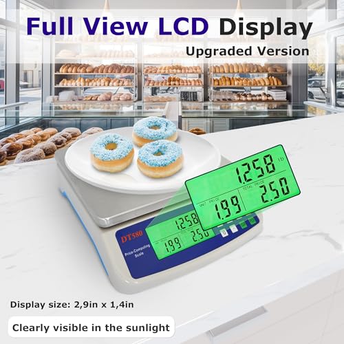 Large Digital Kitchen Scale 40kg/88lb Stainless Steel Price Computing Scale Counting Scale Deli Scale with LCD Display for Baking Bread Cooking Meat Prep Parts and Coins Adapter Included - color: Gray 40kg