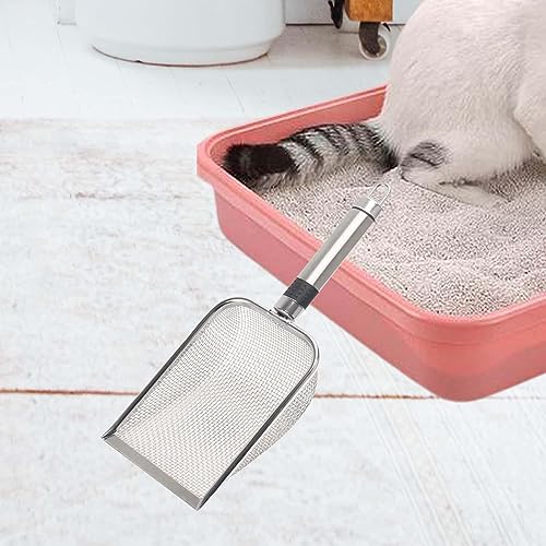 Gralara Reptile Sand Stainless Steel Fine Mesh Reptile Substrate Metal Sand Scoop, Terrarium Substrate Litter Cleaner Corner Scoop, Steel Handle 2.9mm