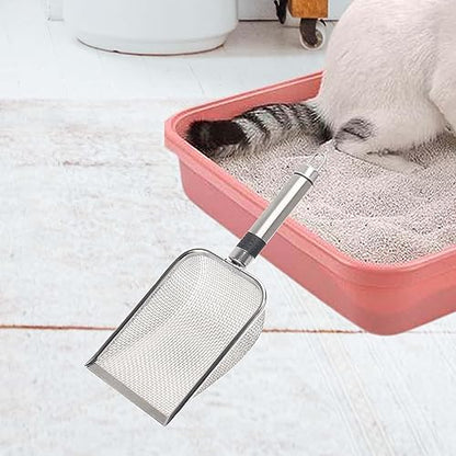 Gralara Reptile Sand Stainless Steel Fine Mesh Reptile Substrate Metal Sand Scoop, Terrarium Substrate Litter Cleaner Corner Scoop, Steel Handle 2.9mm