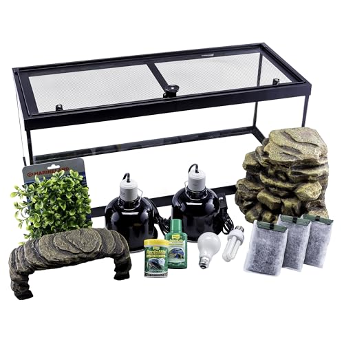 Tetra Aquatic Turtle Deluxe Kit 20 Gallons, aquarium With Filter And Heating Lamps, 30 IN (NV33230) - size: 20 gallon
