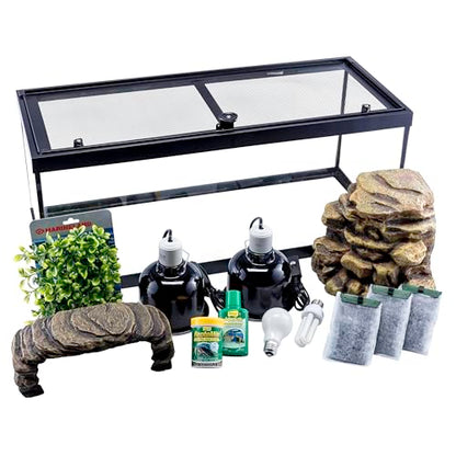 Tetra Aquatic Turtle Deluxe Kit 20 Gallons, aquarium With Filter And Heating Lamps, 30 IN (NV33230) - size: 20 gallon