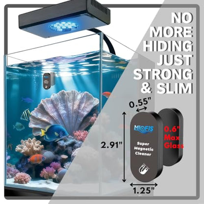 Magnetic Algae Scraper - N52 Magnet, Ultra-Thin, Reef Safe (STD) | non scratch, strong hold, one pass, daily use, 20mm glass, large aquarium, saltwater safe, ergonomic, 0.55in inner